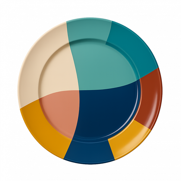 Assiette en grès - 26 cm - Multicolores