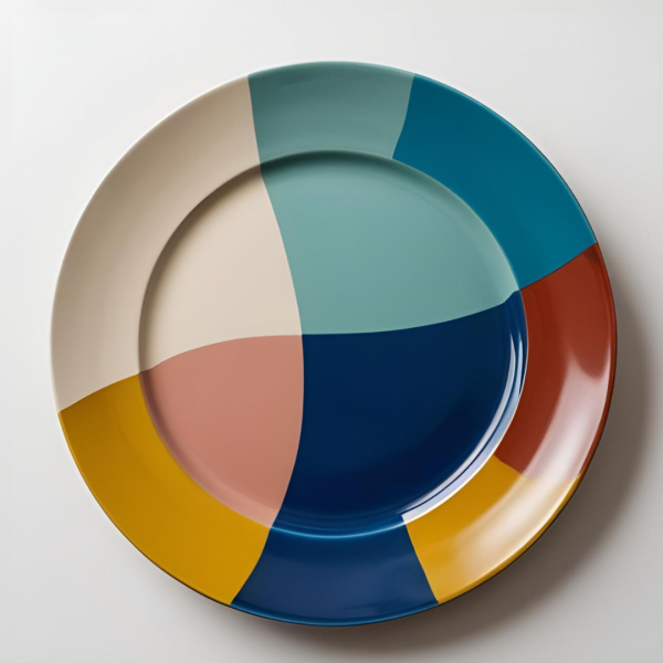 Assiette creuse en grès - 24 cm - multicolore