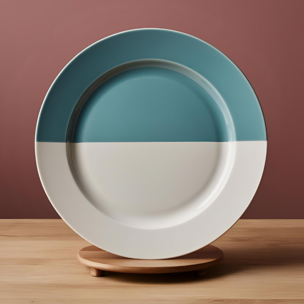 Assiette plate - 24 cm - Bleu et blanche